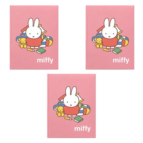 iiGEN 미피 미니 양장 노트 80매, 레드, 3개