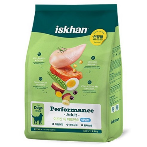 이즈칸 어덜트 강아지 독 퍼포먼스 건식사료, 닭, 1개, 2.5kg