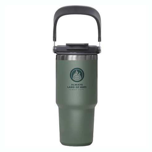 로티캠프 로텀 대용량 손잡이 스텐 보온 보냉 빨대 텀블러, 1개, 750ml, 포레스트그린