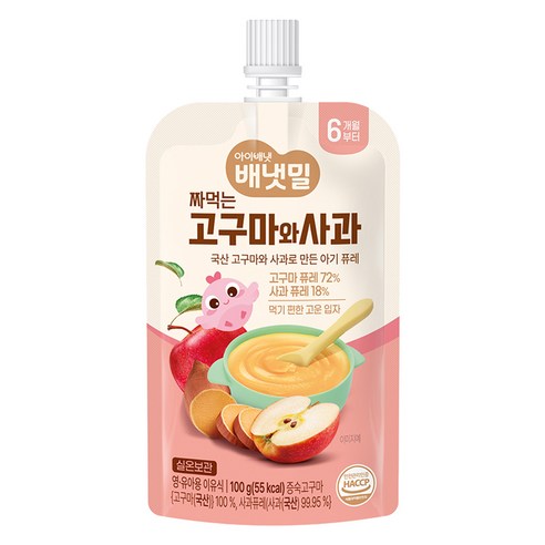 아이배냇 배냇밀 짜먹는 이유식, 혼합맛(고구마/사과), 100g, 1개