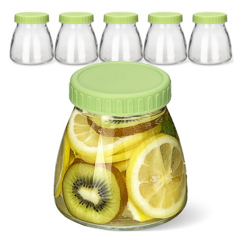 미르 실리콘링 플라스틱 뚜껑 유리병 바이브자 400 그린, 6개, 400ml