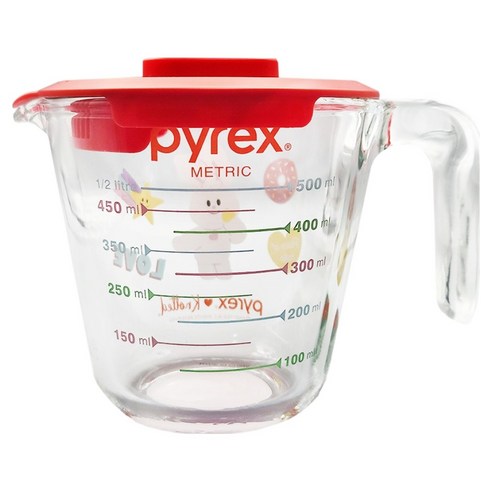 파이렉스 내열유리 계량컵 500ml + 뚜껑 세트, 노티드, 1세트