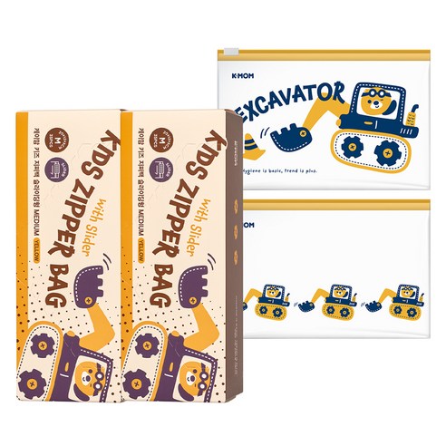 케이맘 키즈 지퍼백 슬라이딩형 포크레인 35p, 2개
