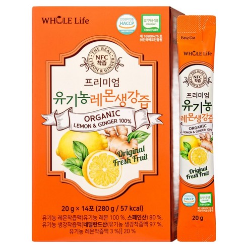 WHOLELIFE 프리미엄 유기농 레몬생강즙 14p, 1개, 280g