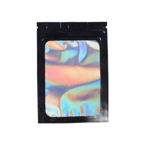올하이 컬러풀 오로라 다용도 OPP 소품 포카 포장 지퍼백 슬리브 포장봉투 7.5 x 10 cm, 100개, 블랙