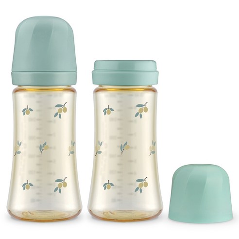 그로미미 유아용 PPSU 올리브 젖병, 피스타치오, 300ml, 2개