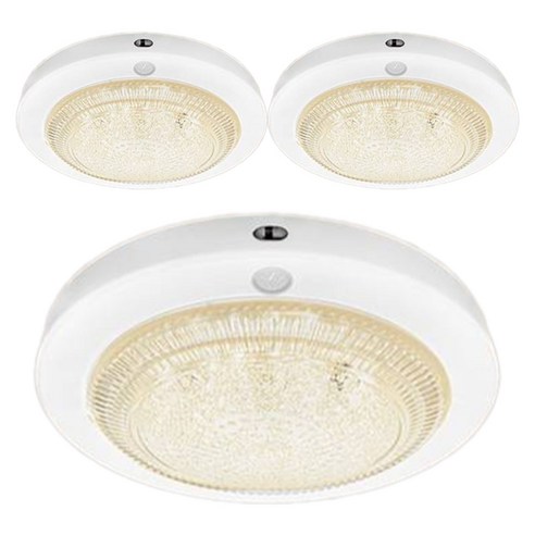 LED 방습 원형 센서등 15W, 화이트 + 주백색, 3개