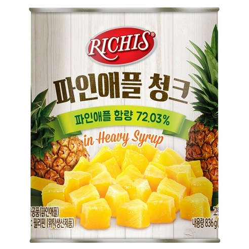 리치스 파인애플 청크 통조림, 836g, 1개