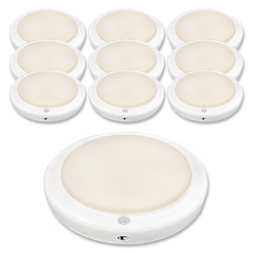 LED 방습 스마트 원형 센서등 15W, 화이트 + 주백색, 10개