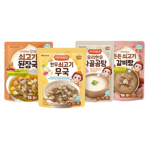 아이배냇 꼬마 든든 쇠고기 된장국 + 무국 + 사골곰탕 + 갈비탕 세트 750g, 1세트