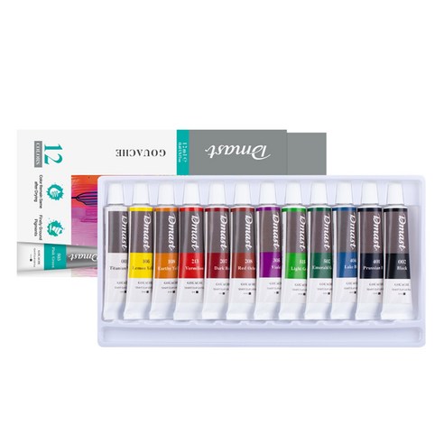 디마스트 전문가용 과슈 물감, 12ml, 12색