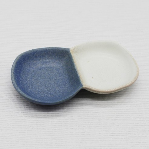 달소금 도자기 2칸 땅콩소스기 14 x 7 x 1.5 cm, 스틸블루(무광), 1개