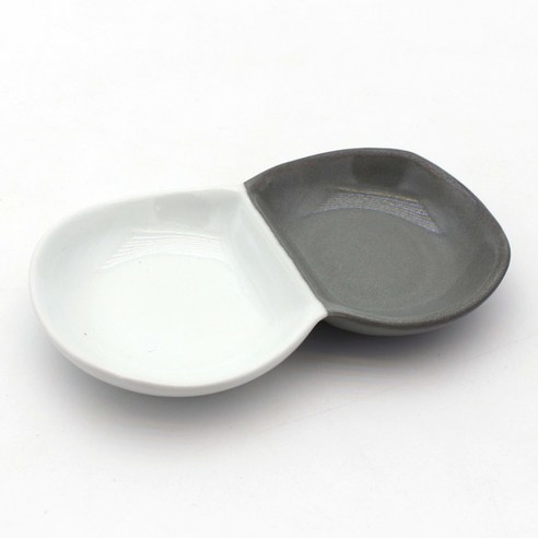 달소금 도자기 2칸 땅콩소스기 14 x 7 x 1.5 cm, 그레이(유광), 1개