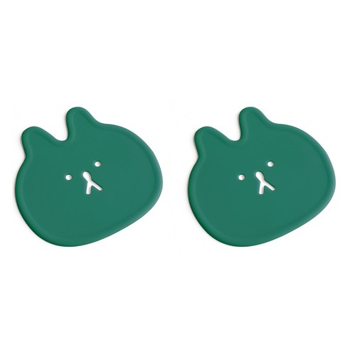 에이드엘 펀칭래빗 실리콘 컵받침, 카키, 2개