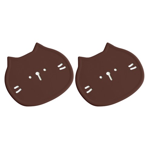 에이드엘 펀칭캣 실리콘 컵받침, 초코브라운, 2개