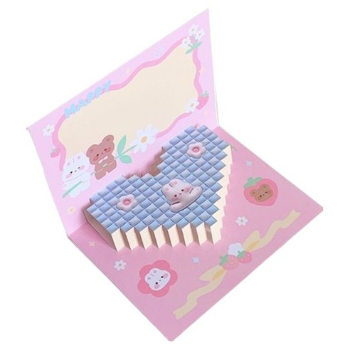 마켓감성 러브하트 입체카드, 토끼, 10개