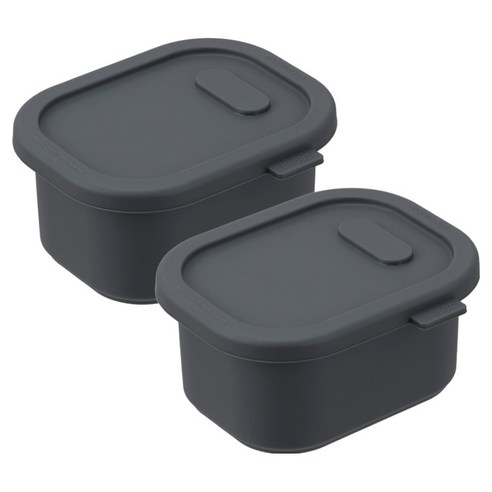 디아르 돌체 플래티넘 실리콘 냉동 밀폐 이유식 보관 용기, 12 다크그레이, 2개, 200ml