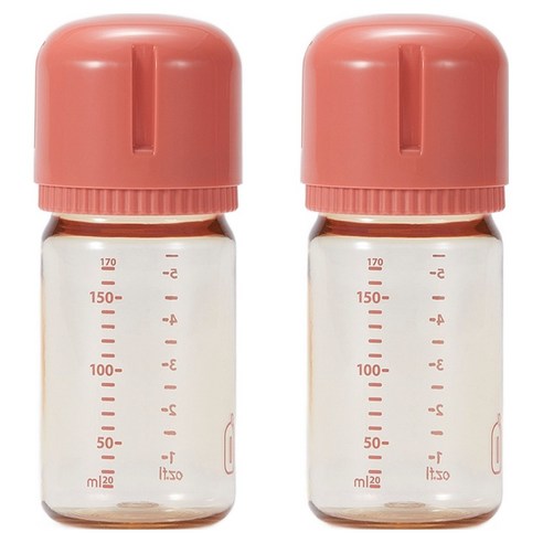 요한손베비스 유아용 PPSU 노꼭지 이지케어 젖병 트윈팩, 코랄핑크, 2개, 170ml