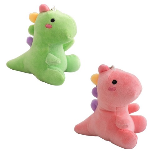 아이끌레 발그레 아기공룡 봉제인형 키링 2종 세트, 그린, 핑크, 1세트, 12cm