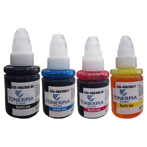 토너피아 캐논 프린터 호환잉크 4종 세트 GI-990, Black, Cyan, Magenta, Yellow, 1개