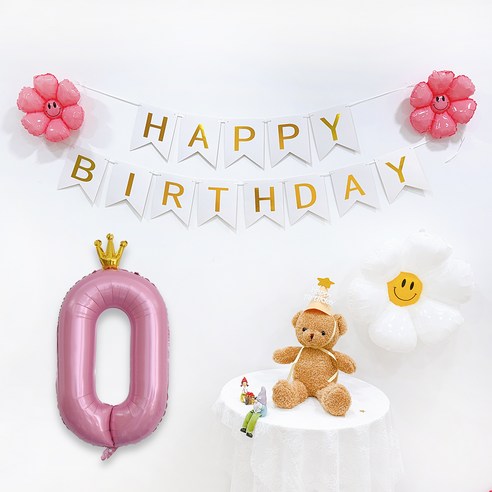 파티공구 왕관숫자 생일파티 세트, 핑크0, 1세트