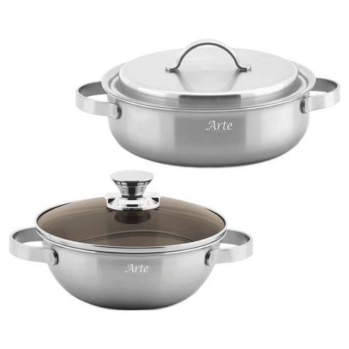 퀸센스 인덕션 아르떼 통 5중 냄비세트 2개, 은색, 전골 24cm + 궁중전골 20cm, 1세트