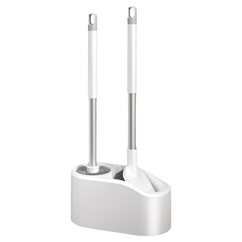 고씨네 공간절약 벽걸이 변기솔 청소솔 이중 브러쉬 세트, 화이트, 1세트