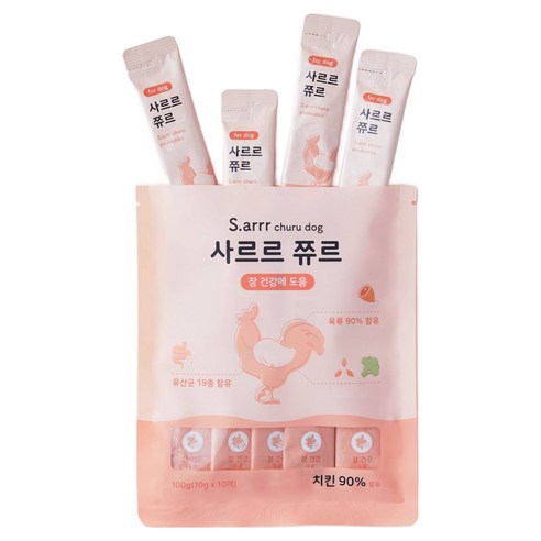 동원아르르 사르르 쮸르 독 짜먹는 간식 장건강 10p, 치킨, 100g, 1개