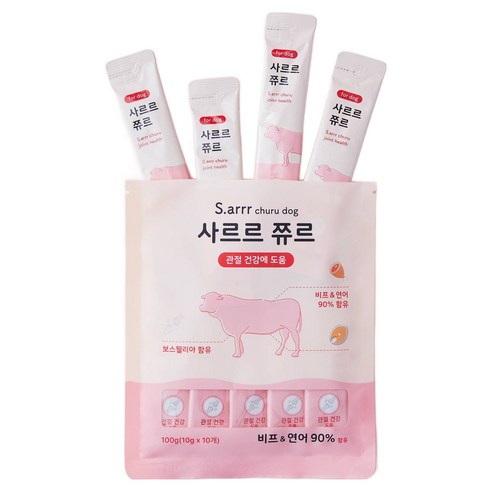 동원아르르 사르르 쮸르 독 짜먹는 간식 관절건강 10p, 혼합맛(비프/연어), 100g, 1개