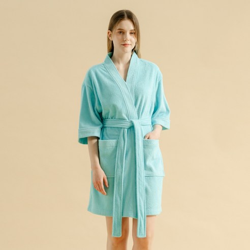 테리모달 숏 로브 샤워가운 L XL, 티파니블루, 1개