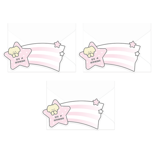 도나와 친구들 별똥별 모양 엽서 3p + 봉투 3p 세트, 핑크 마몽, 1세트