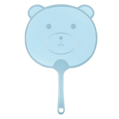 올하이 휴대용 여름 귀여운 PP 부채, 1개, 곰돌이블루