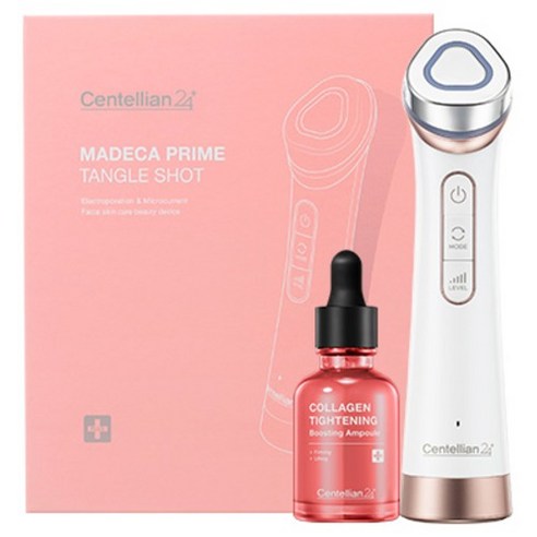 센텔리안24 마데카 프라임 탱글 샷 피부마사지기 + 콜라겐 타이트닝 부스팅 앰플 30ml 세트, 코랄(피부마사지기)