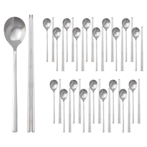 라온누리 국내생산 베이직 한식 수저세트, 20세트, 숟가락 20p + 젓가락 20p