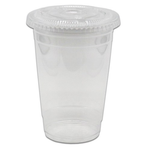 케이스코 투명 pet 아이스컵 평뚜껑, 100개, 470ml, 1개입