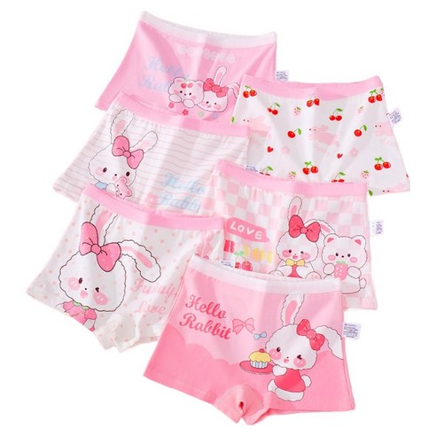 아이뿜 여아용 헬로우 래빗 드로즈 6종 세트 C98