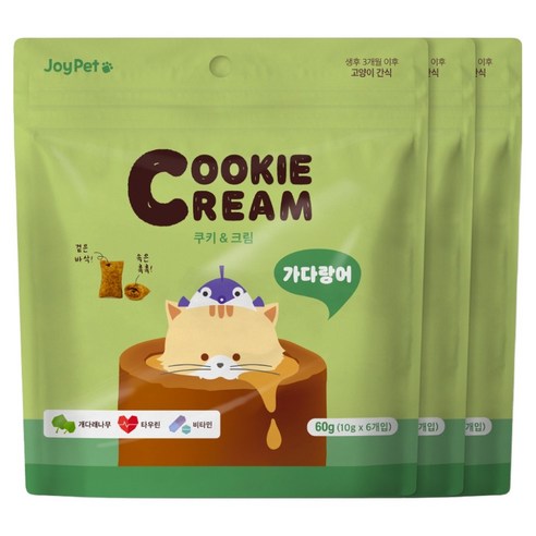 조이펫 고양이 쿠키 앤 크림 간식, 가다랑어, 60g, 3개