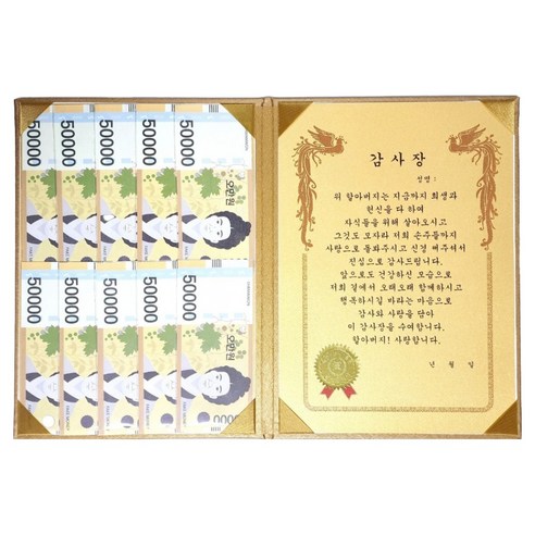 럭키심볼 황금 카네이션 숨어있는 용돈 DIY 속지 + 감사장 케이스 세트, 할아버지, 1세트