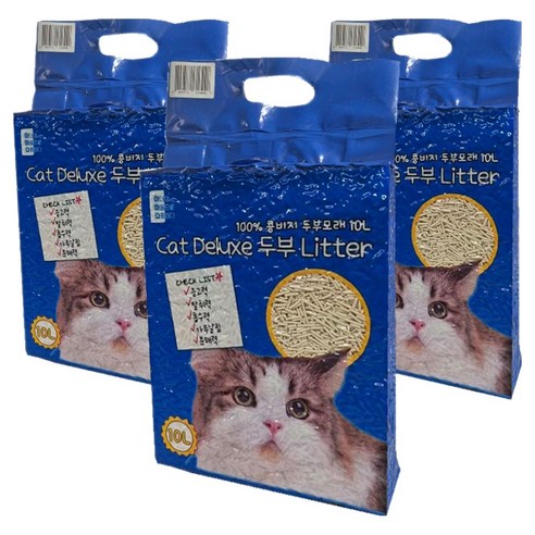 마마쇼 디럭스 가는입자 두부 고양이 모래, 10L, 3개, 오리지널