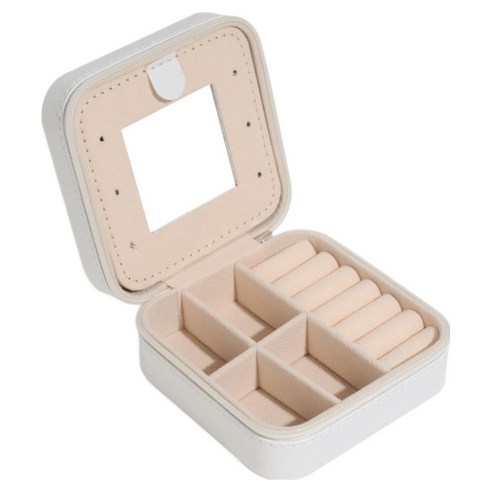 세컨드베스트 미니 수납함 휴대용 악세사리 보관함 10 x 10 x 5 cm, 라이트그레이미러, 1개