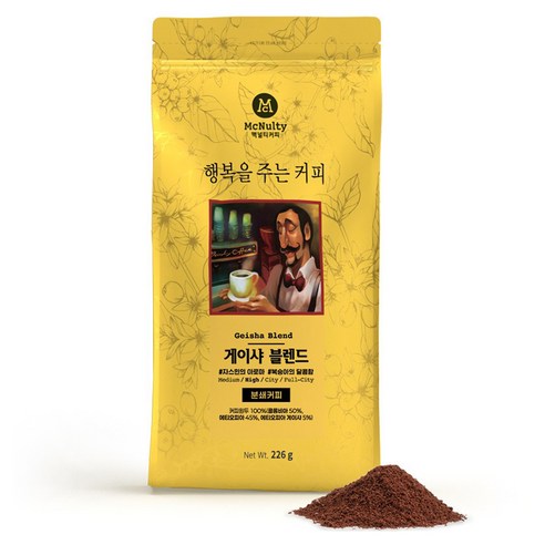 맥널티커피 게이샤 블렌드 분쇄 원두 커피, 핸드드립, 226g, 1개