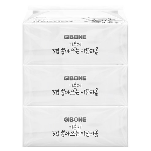 기본에 3겹 뽑아쓰는 각키친타올, 100개입, 3개