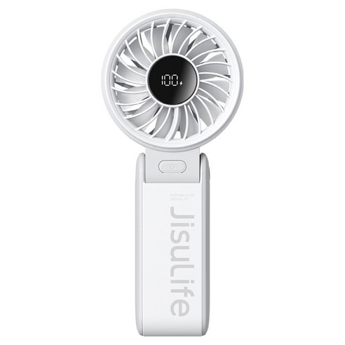 지수라이프 접이식 BLDC LED 미니 휴대용 무선 선풍기, Handheld Fan Life7, 라이트그레이