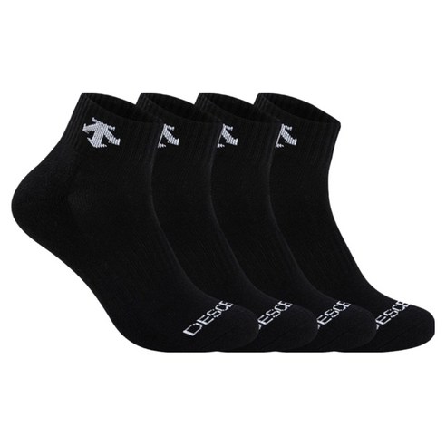 데상트 여성용 스포츠 파일 발등로고 발목양말, 블랙, 4개