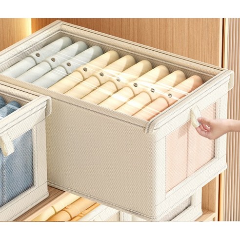 투명뚜껑 옷상자, 베이지, 1개