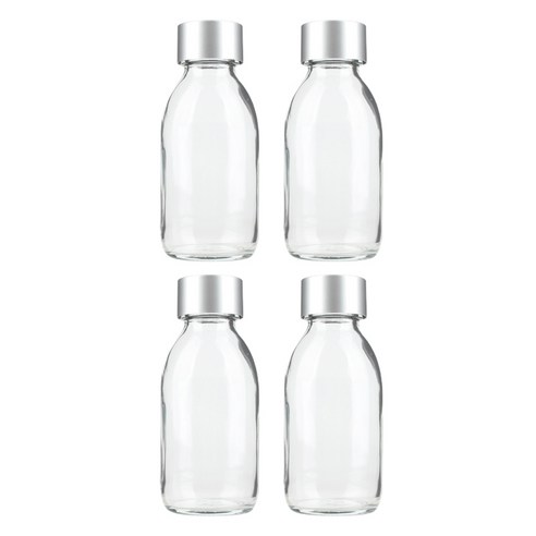 공병상회 OS더치 100 투명 유리병 4p + 실버캡 4p 세트, 1세트, 100ml