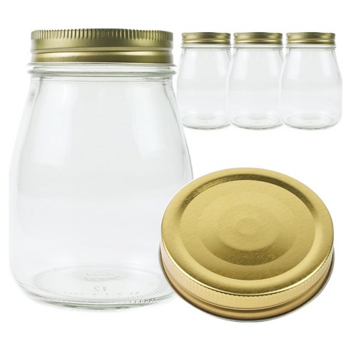 오성패키지 공병상회 OS 요쿠르트 유리병 350ml x 4p + 캡 골드 4p 세트 - 유리저장병 | 쿠팡
