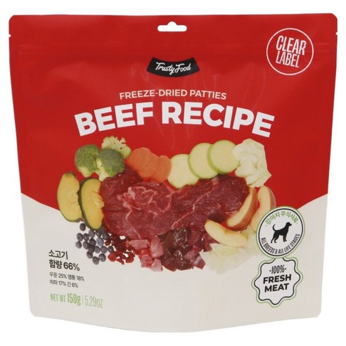트러스티푸드 전연령 강아지 동결건조 비프패티 포크 사료, 150g, 1개, 소