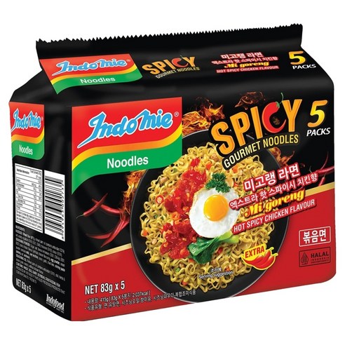 인도미 미고랭 라면 엑스트라 핫 스파이시 치킨향 83g, 5개