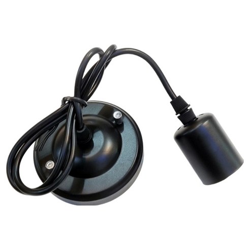 KimS LED E26 심플 기본소켓 팬던트 후렌치형 길이조절 식탁등 + 램프 세트 960mm, 블랙